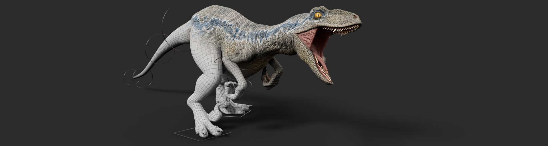 3D rendering of a velociraptor dinosaur